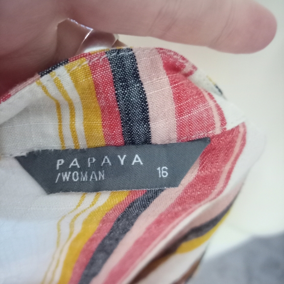 Papaya Red and Yellow Short Sleeve Blouse - Picture 2 of 3